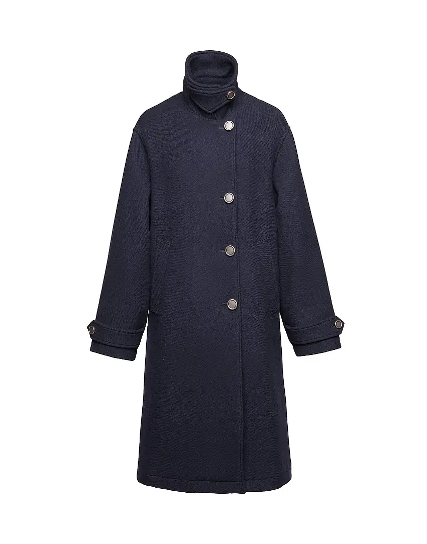 DOUUOD Cappotto in Double Twill di Lana Oltremare