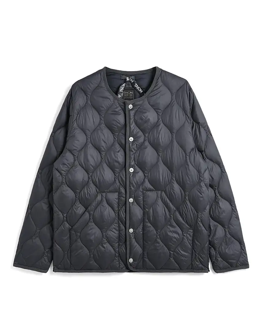 TAION Military Crew Neck Down Jacket Softshell Charcoal