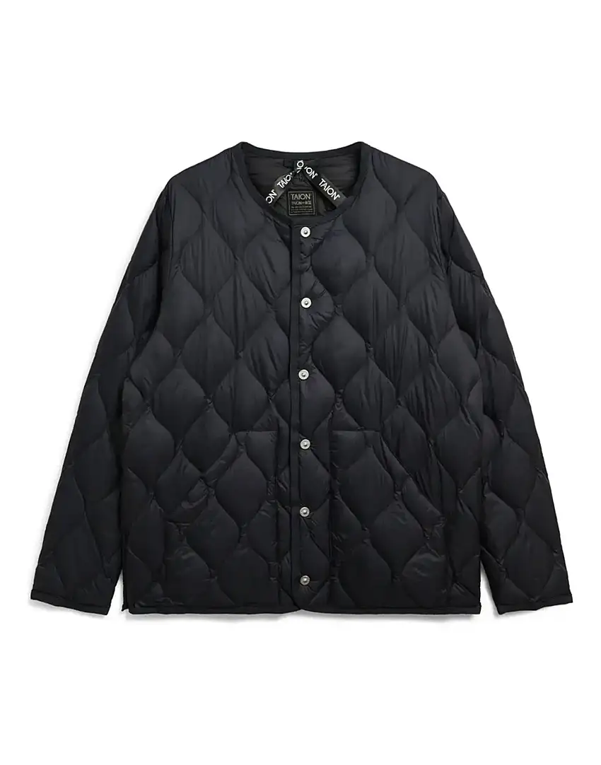 TAION Military Crew Neck Down Jacket Softshell Dark Navy