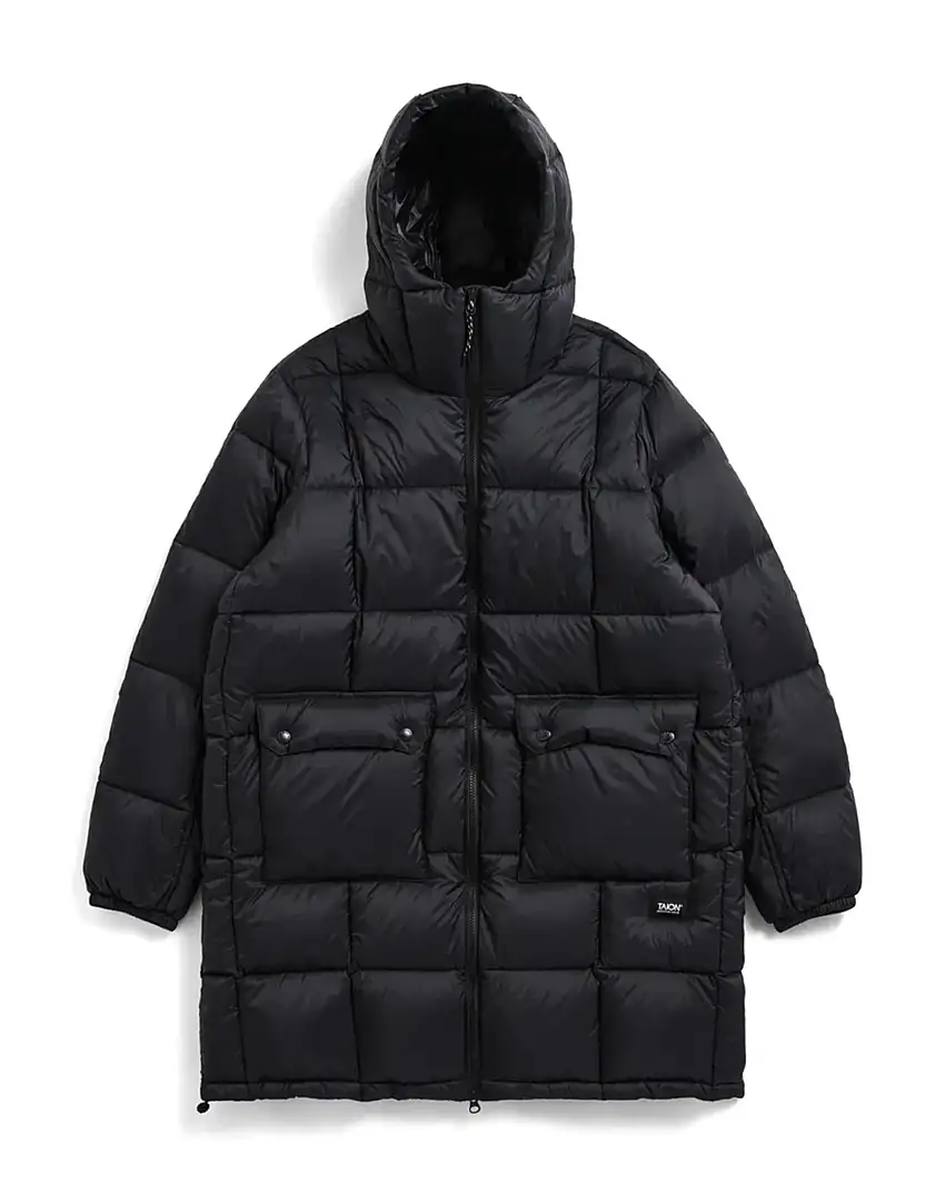 TAION Piumino Con Cappuccio Volume Ripiegabile Da Montagna Nero