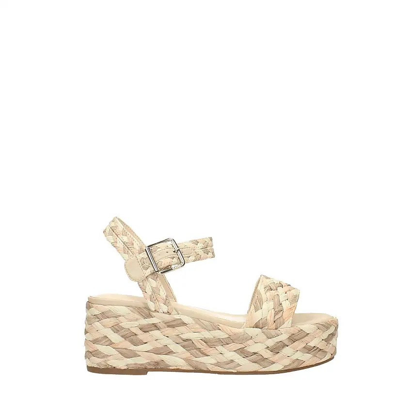 Zeppe in tessuto intrecciato. Tacco alto 7cm