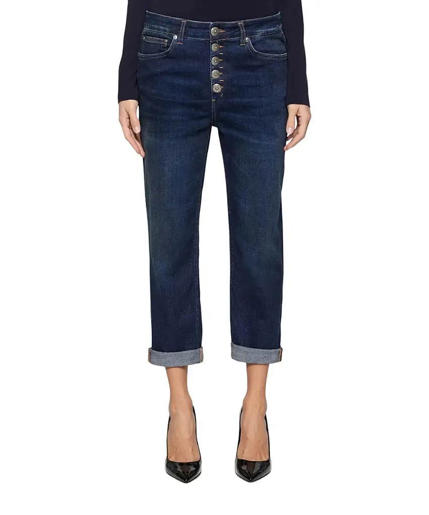 DONDUP Jeans Koons con Bottoniera Gioiello - Blu Denim | Made in Italy