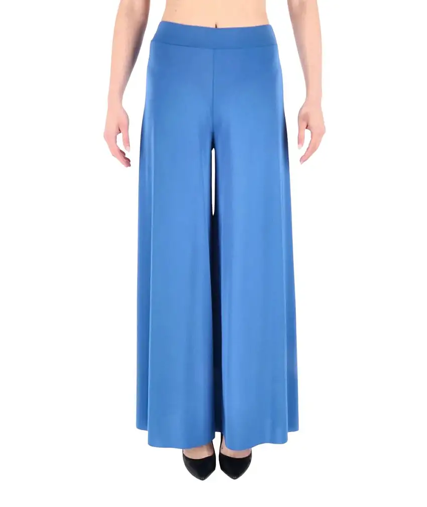 KAOS WIDE LEG TROUSERS IN STRETCH FABRIC QP1MA017 LIGHT BLUE