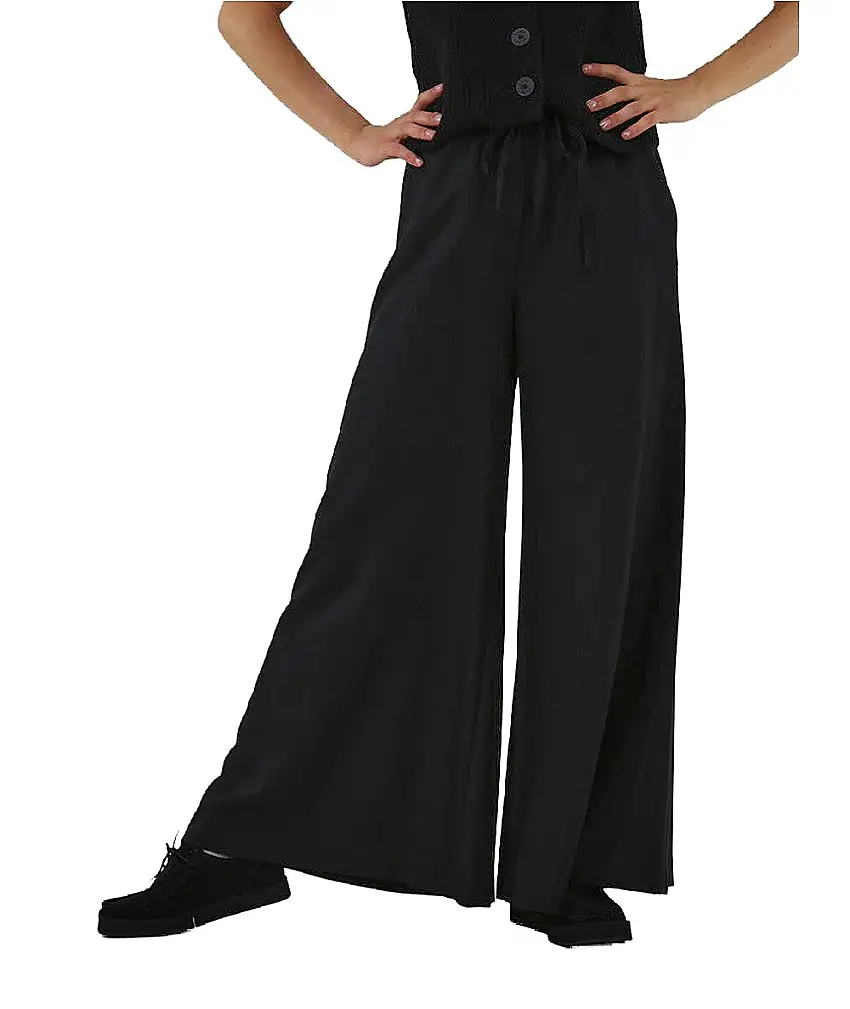 KAOS WIDE PALAZZO TROUSERS WITH ELASTIC WAIST QIJCO008 BLACK