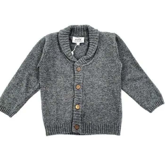 Cardigan bimbo grigio misto lana