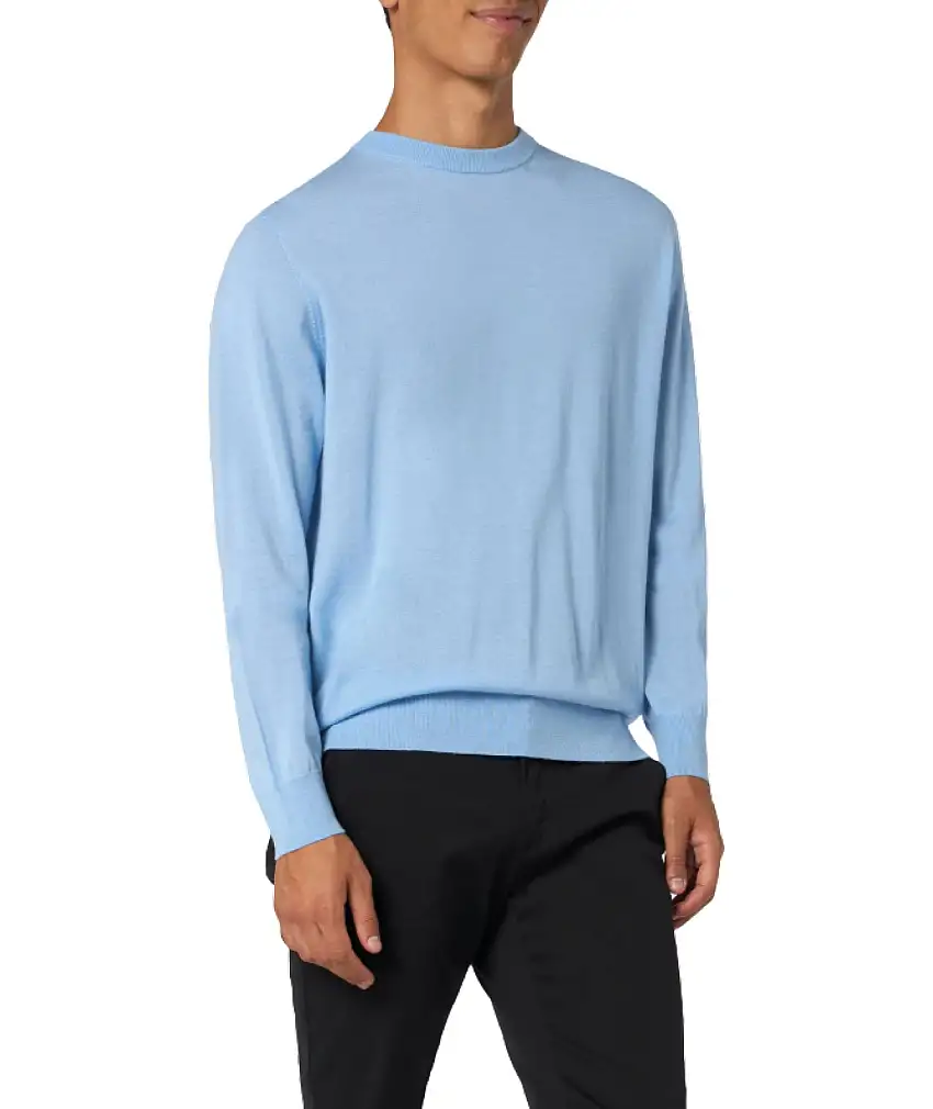 MC2 SAINT BARTH CREW NECK SWEATER IN REGENT-LIGHT WOOL BLUE