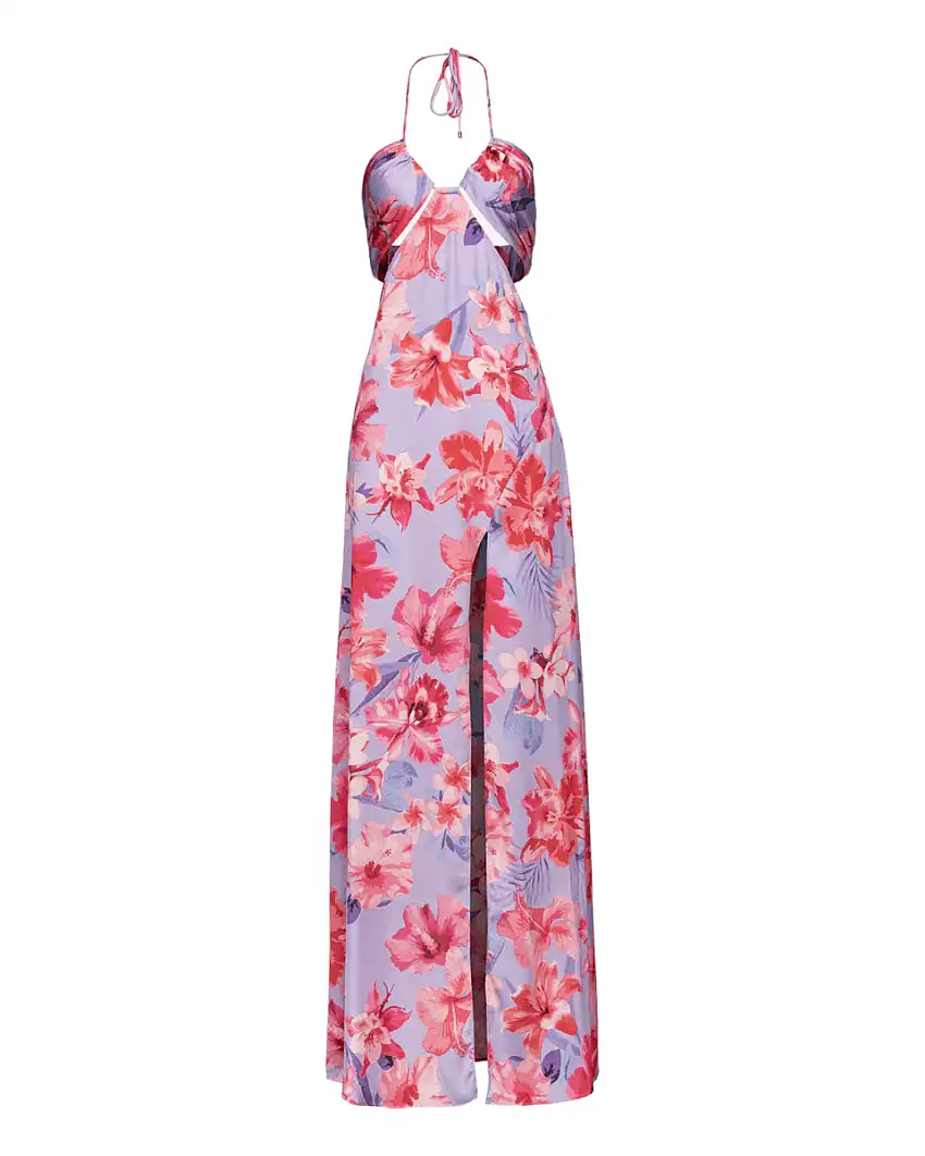 Abito da donna di colore lilla, rosa e fuxia