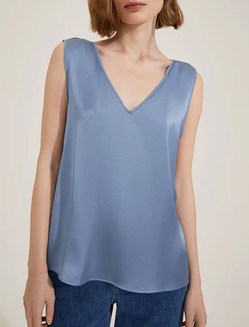 Top da donna di colore azzurro