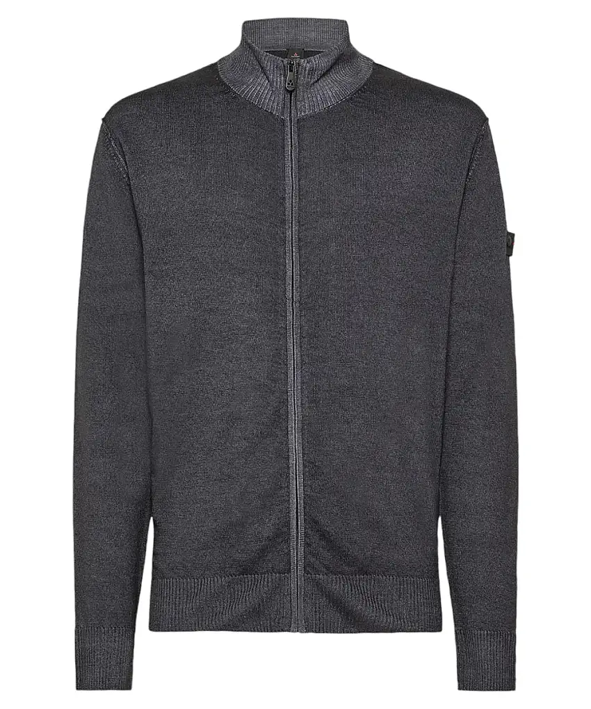 Cardigan Peuteret Volpedo Tricot in Pura Lana con Zip e Logo