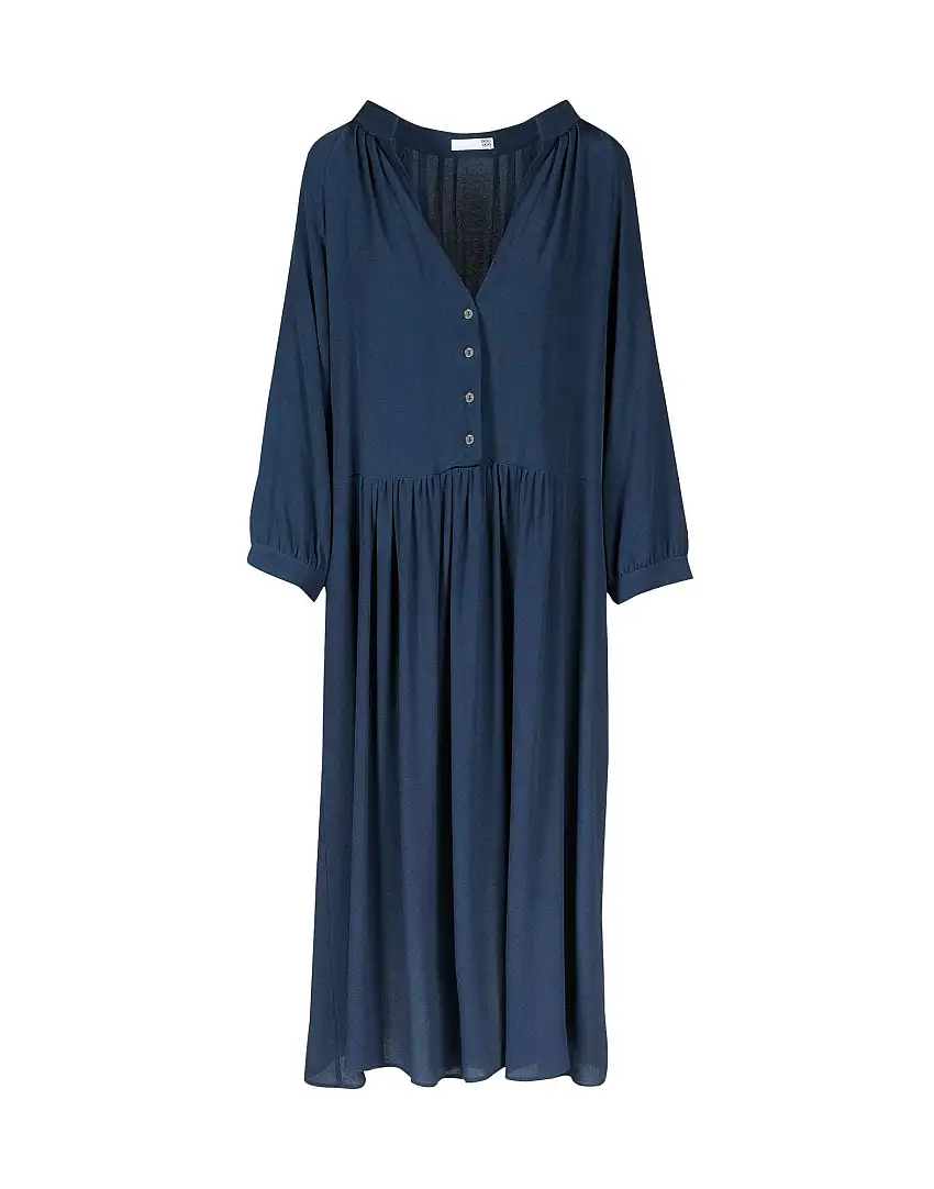 DOUUOD Abito Midi in Misto Seta Blu