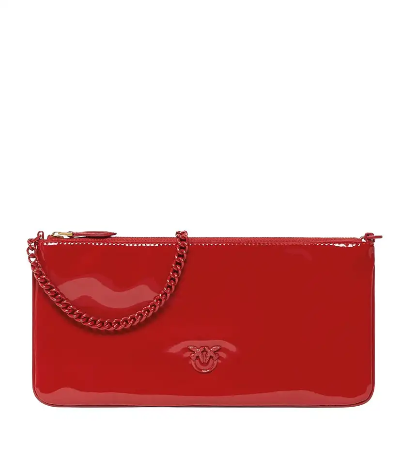 PINKO HORIZONTAL FLAT BAG IN ECO PATENT LEATHER 102747-A1UP RED