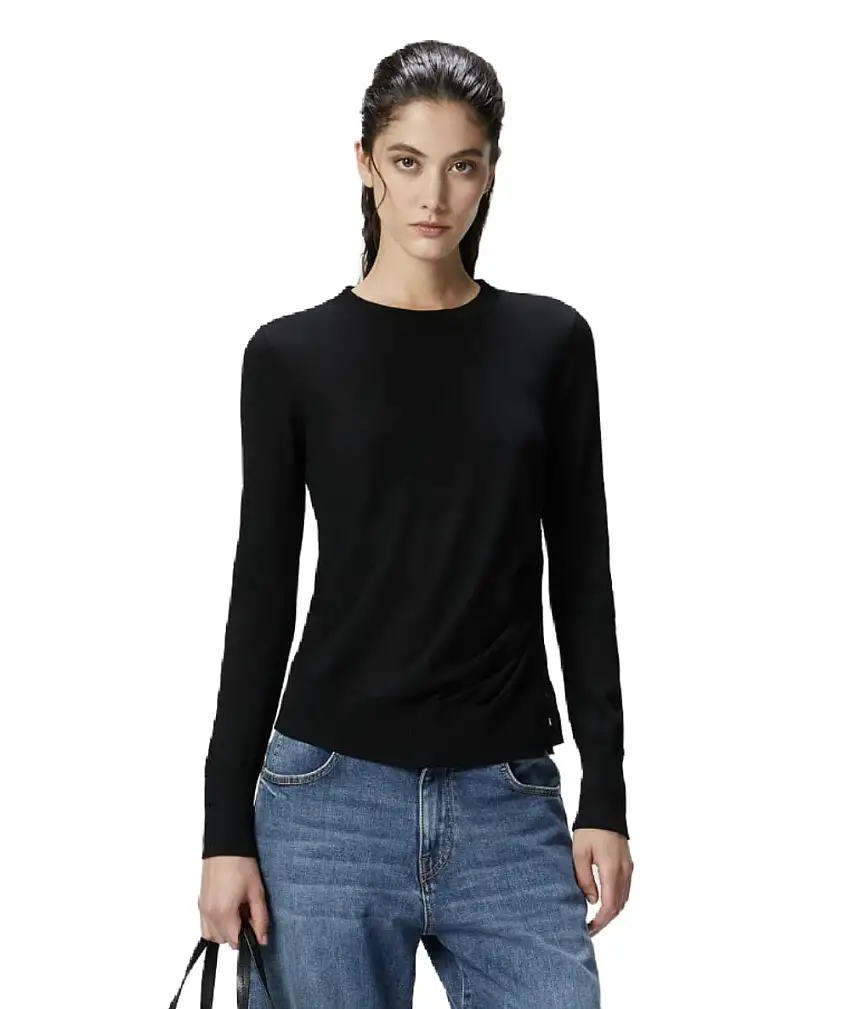 PINKO WOOL SWEATER WITH SIDE BUTTONING BLACK