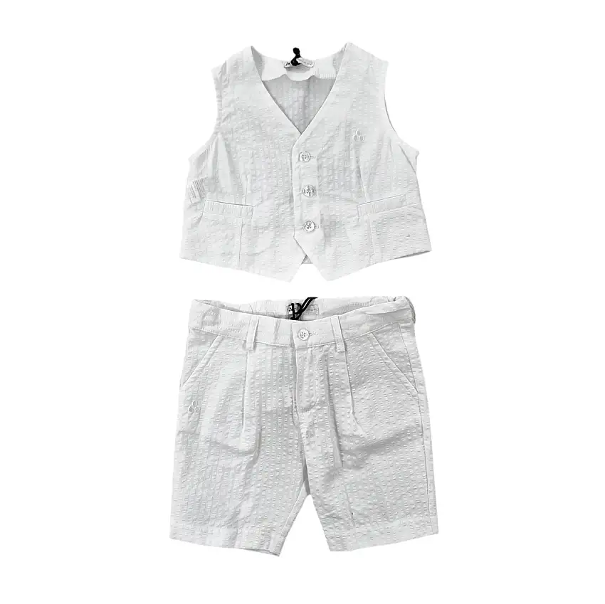 Gilet + bermuda bimbo in cotone seersucker Peuterey