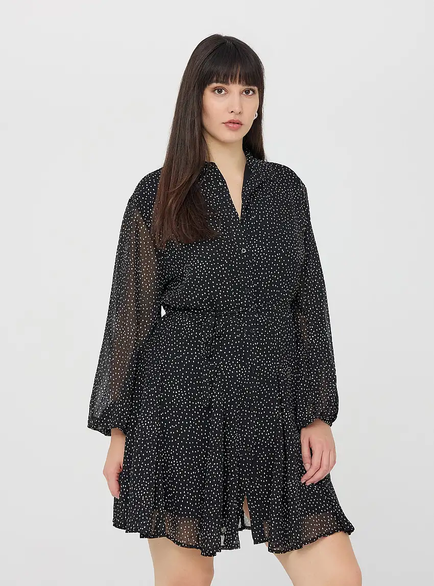 Vestito chemisier a pois piccoli Var nero