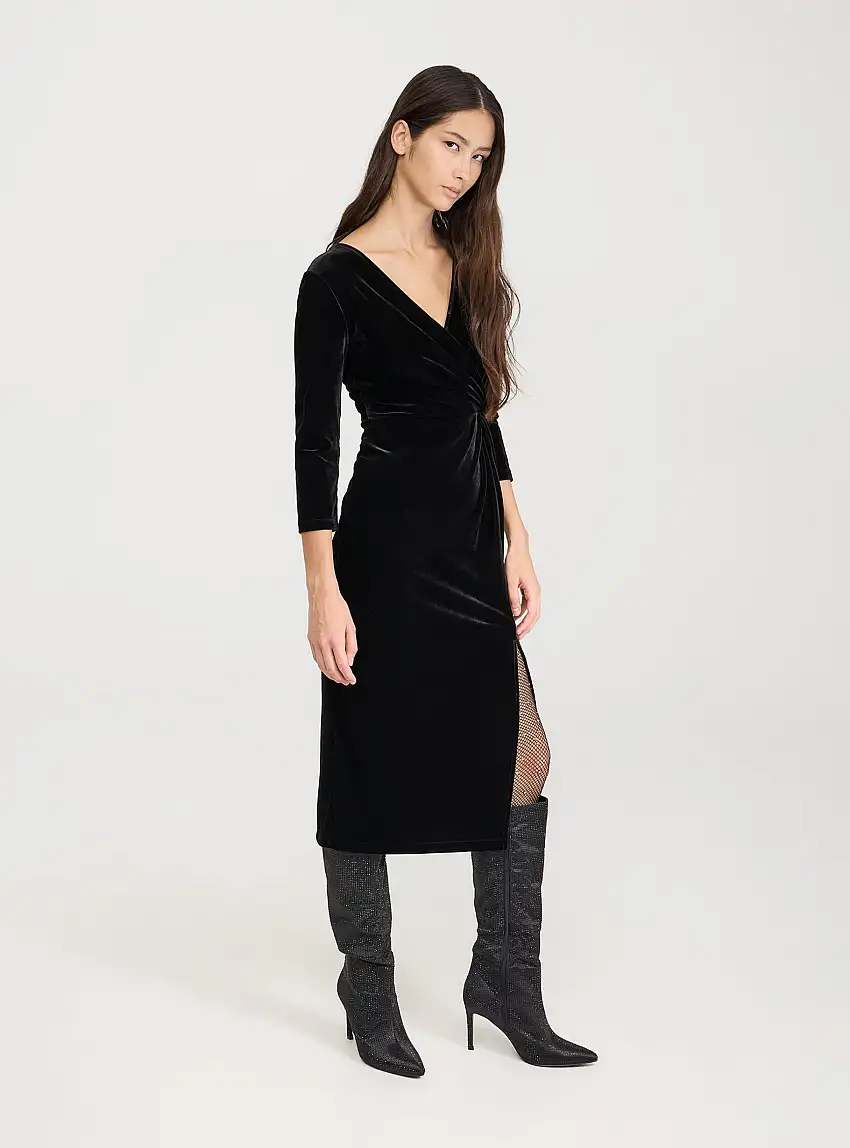 Vestito scollo a V incrociato Nero