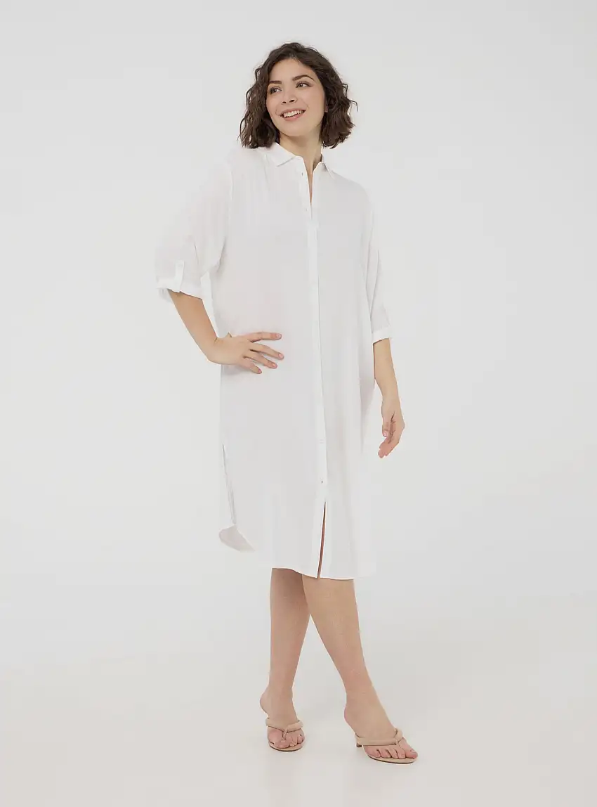 Vestito camicia maxi tinta unita Bianco ottico