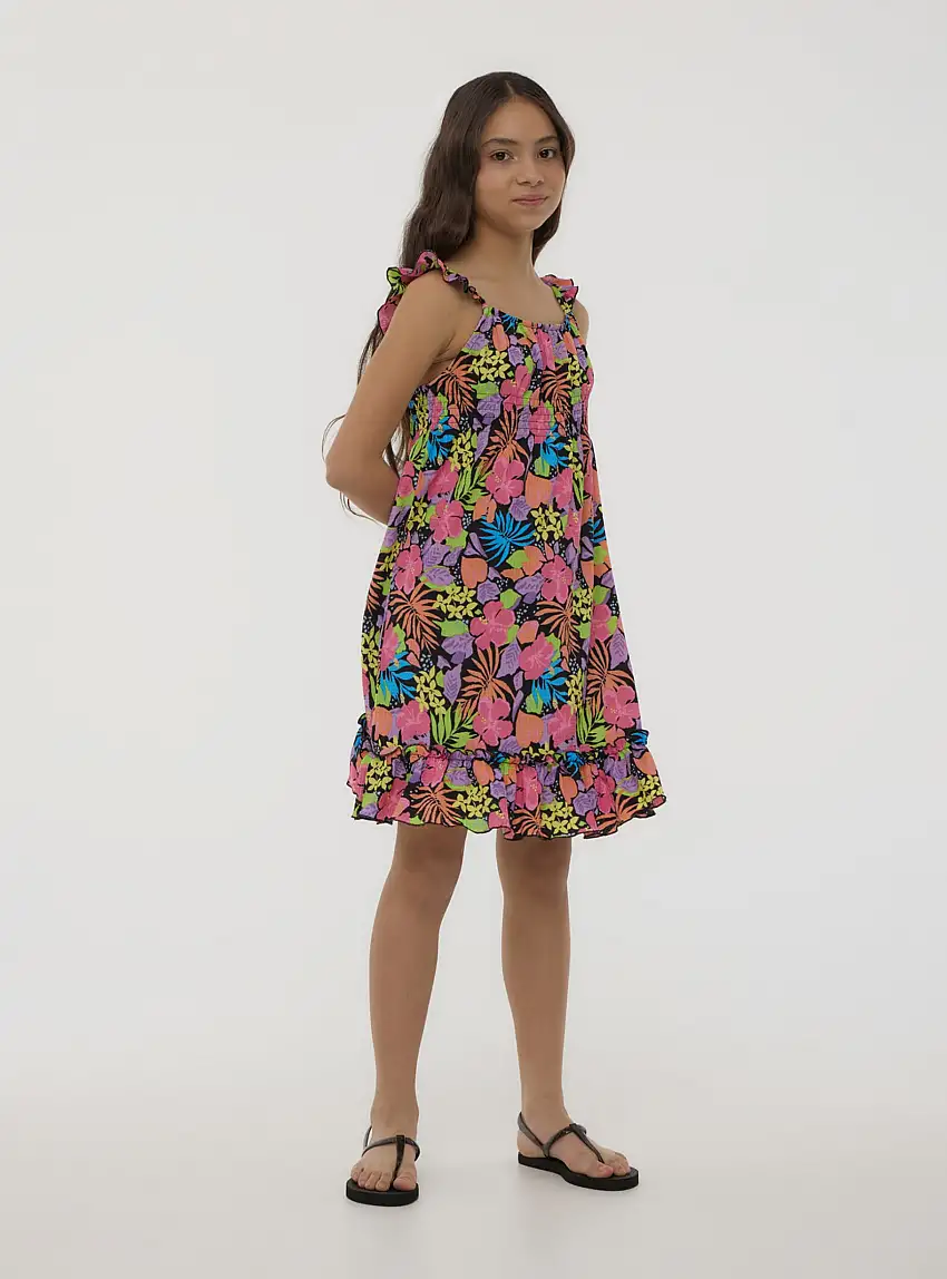 Vestito floreale multicolore Var nero