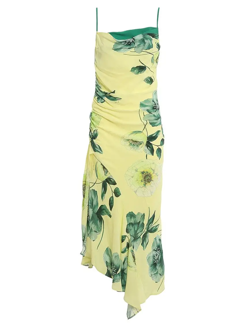 Abito Lingerie Stampa Rose | Scollo a Cuore e Drappeggio Laterale | Acquista Ora