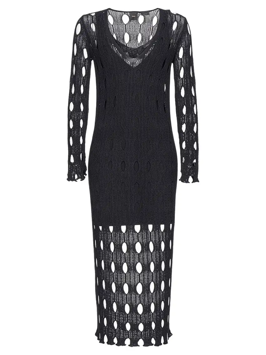 Abito Elegante Lungo in Maglia Traforata - Stile e Comfort Ineguagliabili