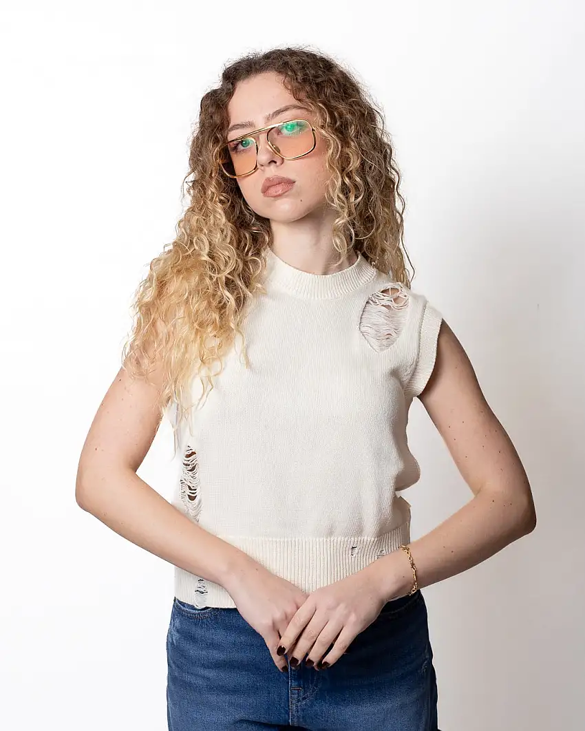 Gilet Silvian Heach in maglia con tagli donna