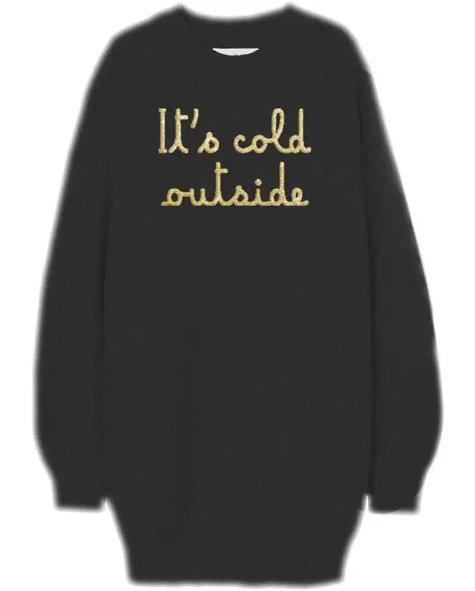 Abito in maglia spazzolata con ricamo it's cold outside