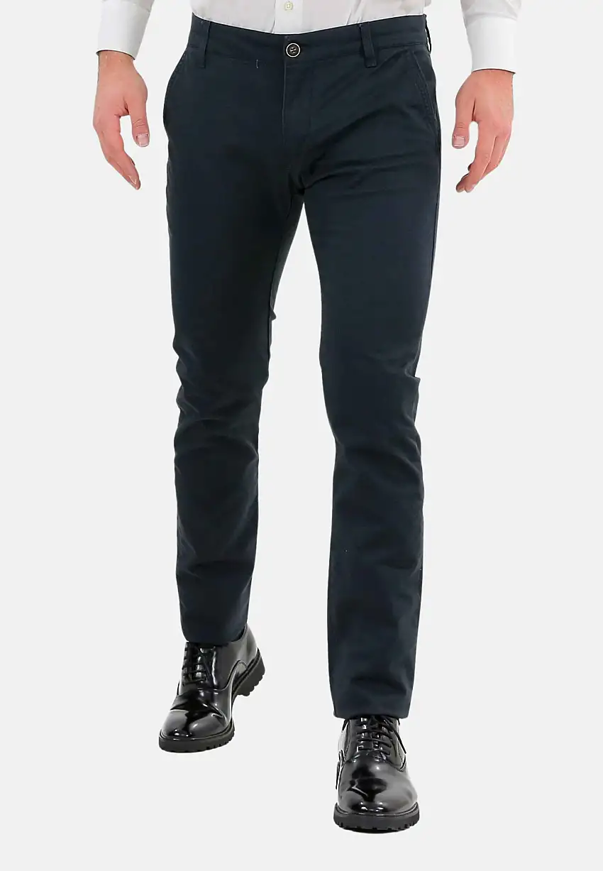 Pantaloni Uomo Slim Fit Eleganti Invernali Blu Classico Chino Kaki Tasca America