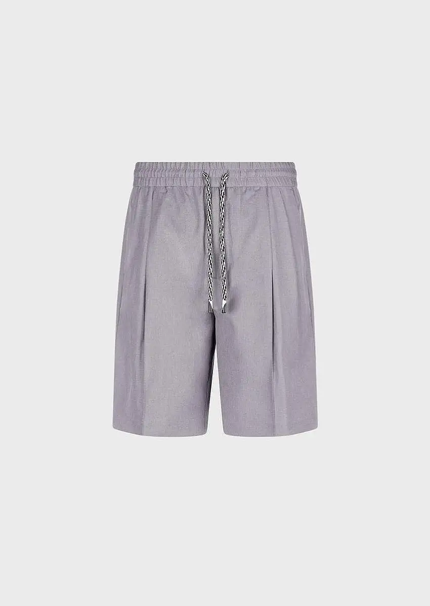 Bermuda con coulisse in twill di lana e lino di Emporio