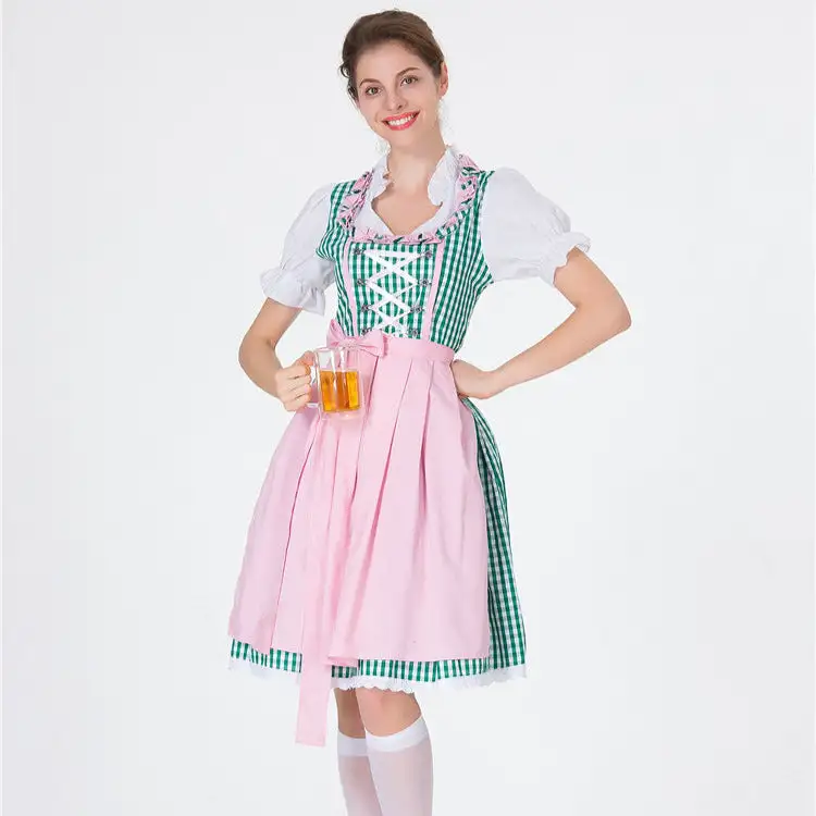 Abito Autunnale da Cameriera per Festival da Donna con Opzioni di Colore Rosso, Verde o Blu