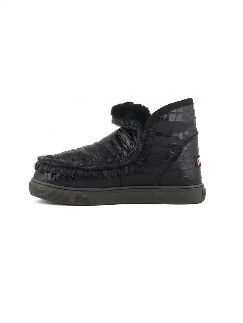 Stivaletto Stampa Cocco con Suola Sneaker Nero
