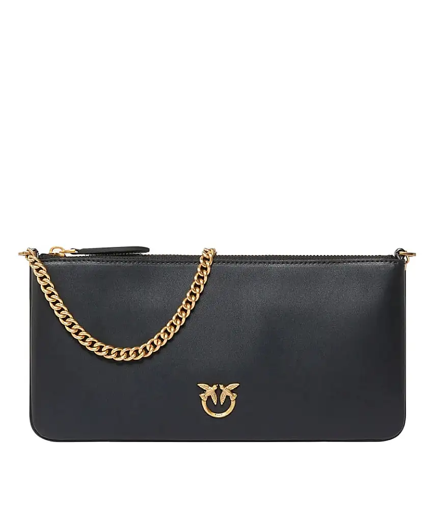 PINKO HORIZONTAL FLAT LEATHER BAG 102747-A0F1 BLACK