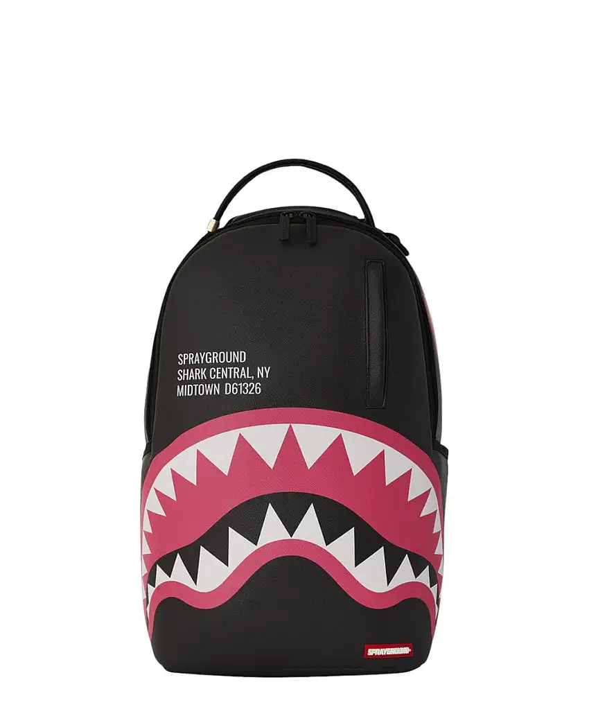 Zaino Sprayground Shark Central Pink DLXSV Nero con Scomparto per Laptop