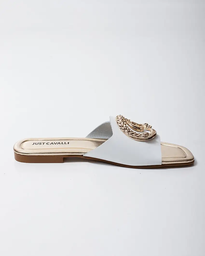 Ciabatte Just Cavalli in pelle con placca logata donna