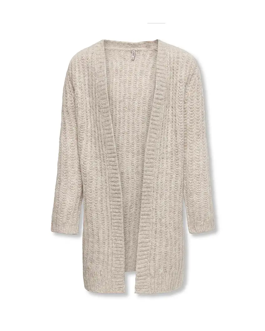 Cardigan lungo beige in misto lana a punto pannocchia 8-14 anni