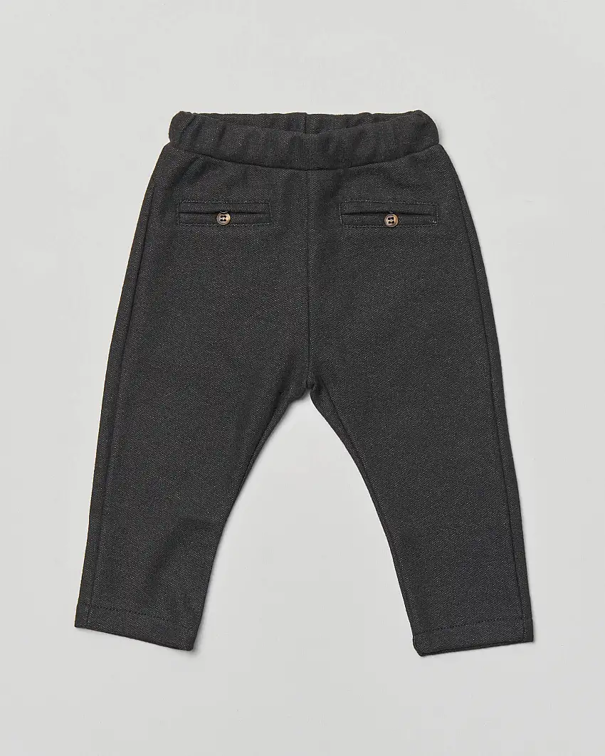 Pantalone nero con taschine a filo con bottone davanti e interno felpato 6-18 mesi