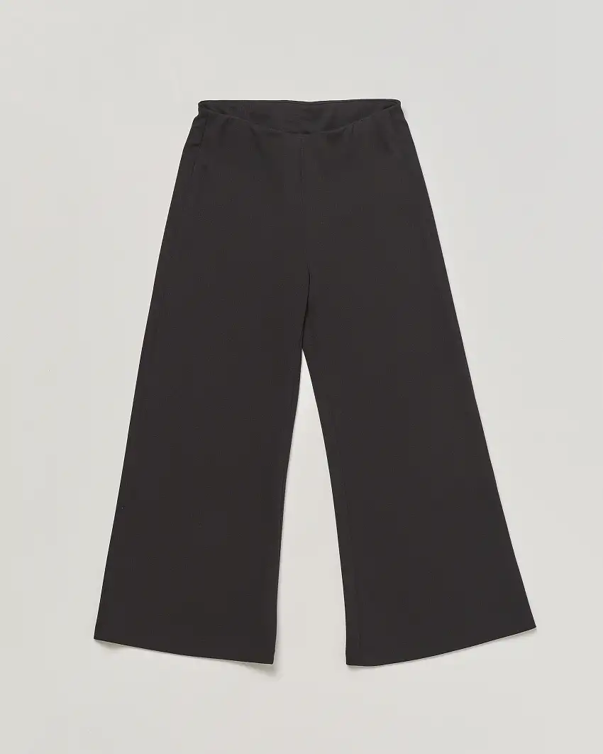 Pantalone Elsy nero a palazzo in crêpe stretch