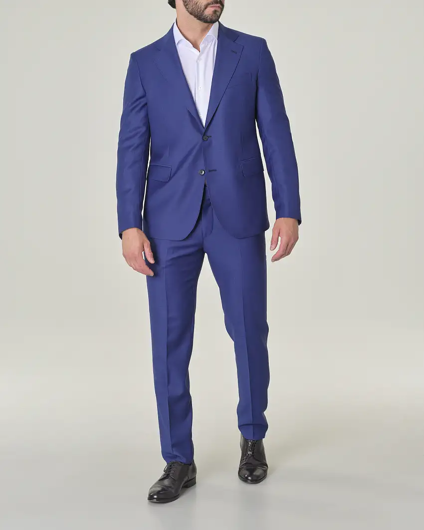 Abito blu royal in tela di lana punto spillo