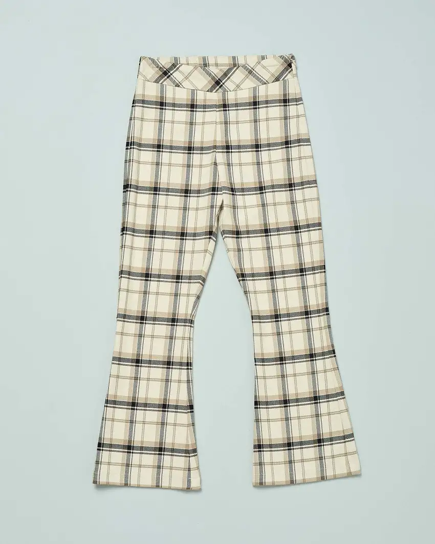 Pantalone beige tartan check a trombetta 36-38