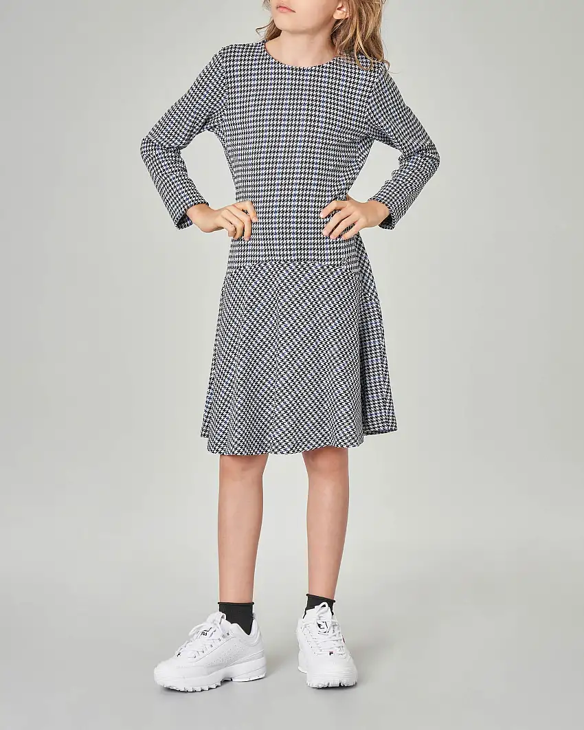 Abito in viscosa stretch con fantasia pied de poule S-XL