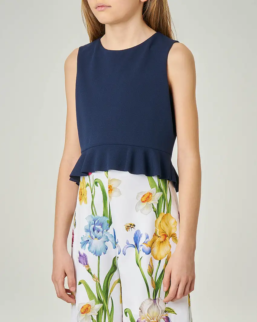 Camicia blu senza maniche in tessuto stretch 36-38