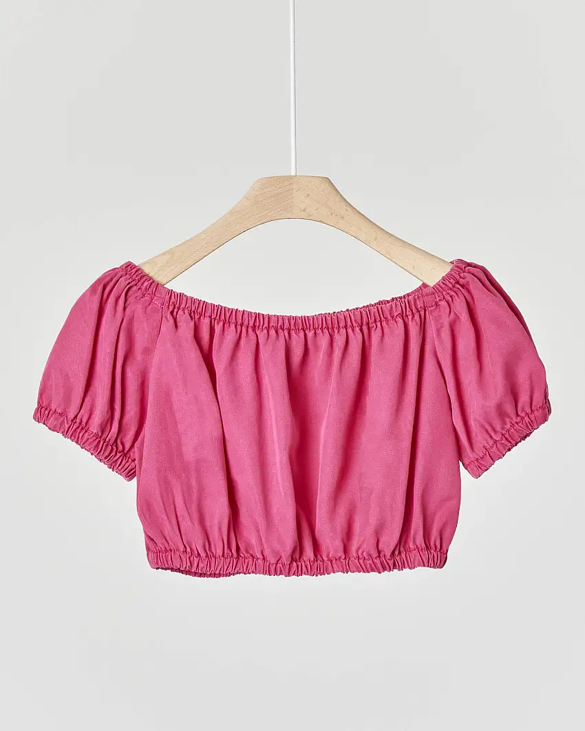 Top fucsia con elastico sulle maniche e in vita 36-38