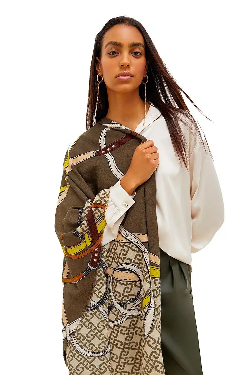 Stola con Stampa Cinture e Logo