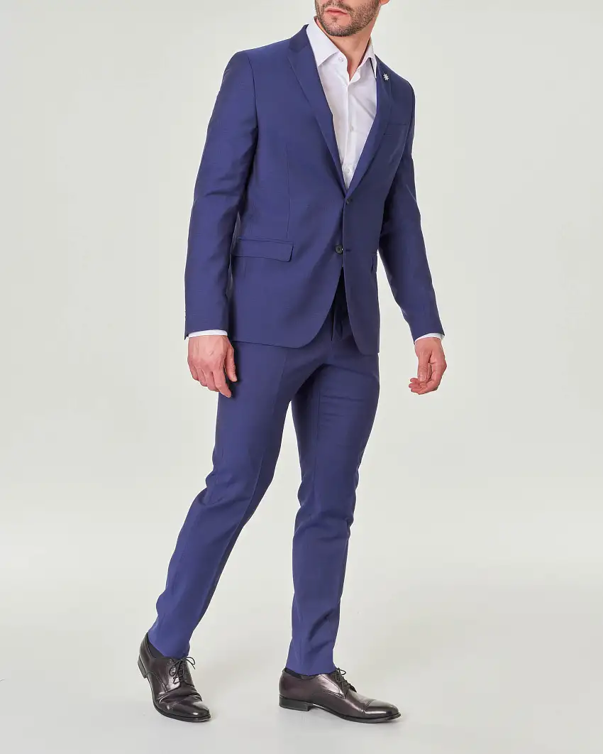 Abito blu royal in tela di lana