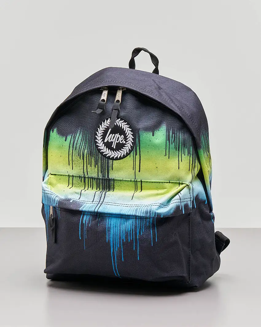 Zainetto in fantasia blu e verde acido sfumata