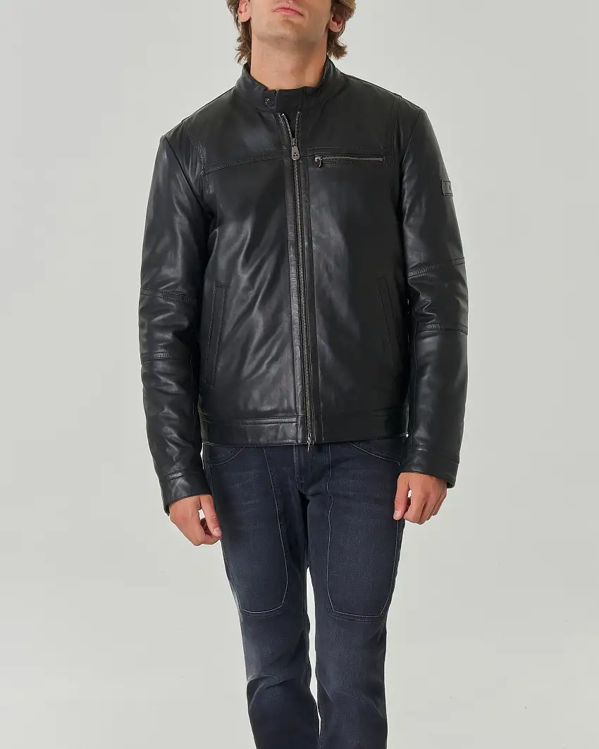 Giacca biker Saguaro in pelle nera