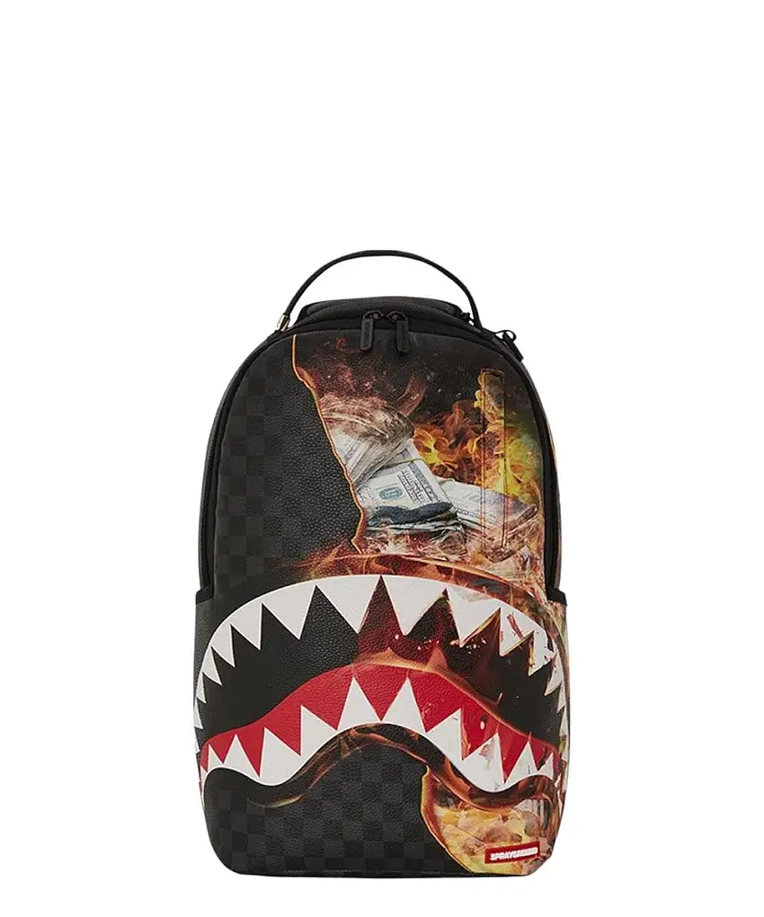 Zaino Sprayground Shark Check in Ecopelle con Scomparto Laptop e Tasche Multiple