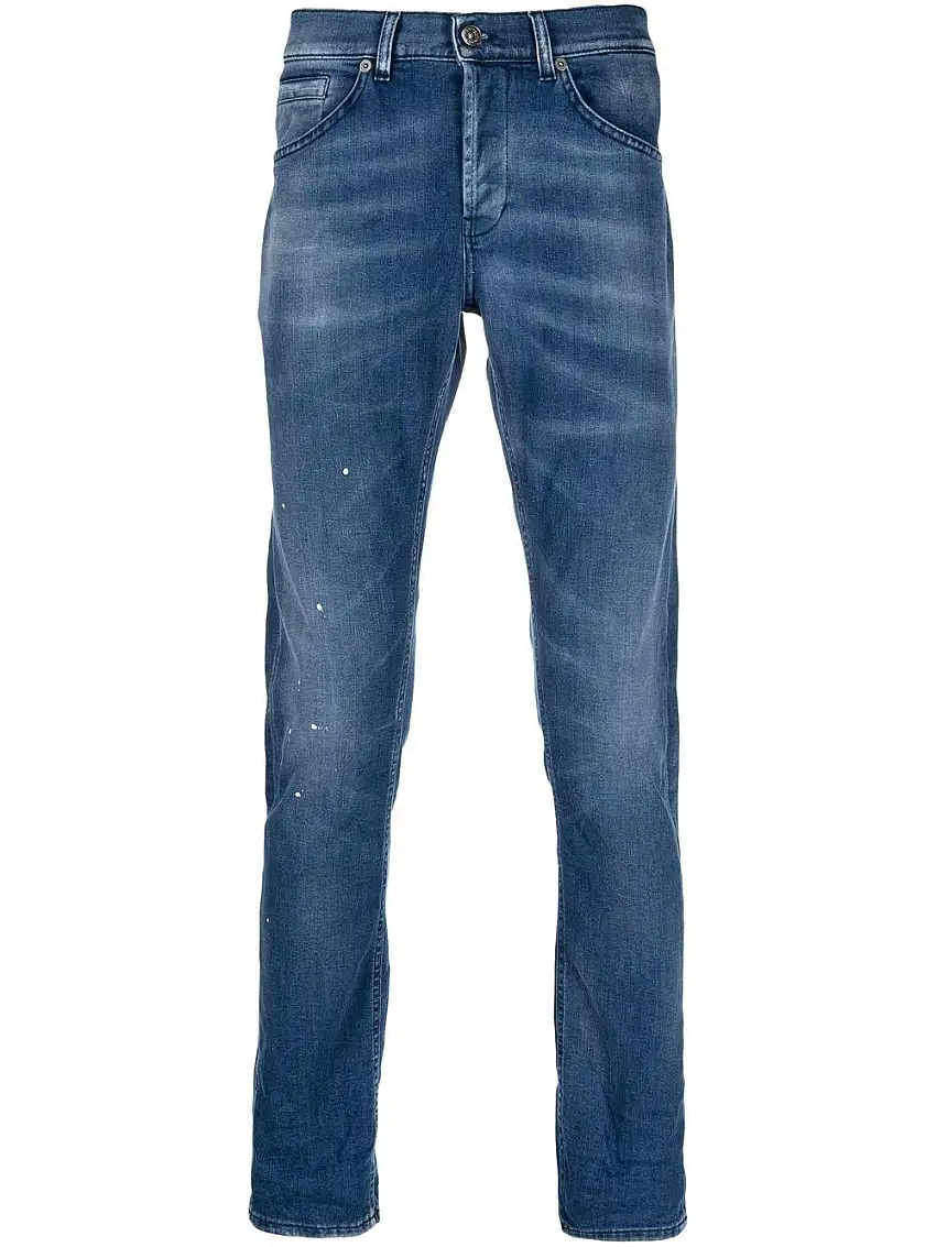 Jeans blu con schizzi di pittura