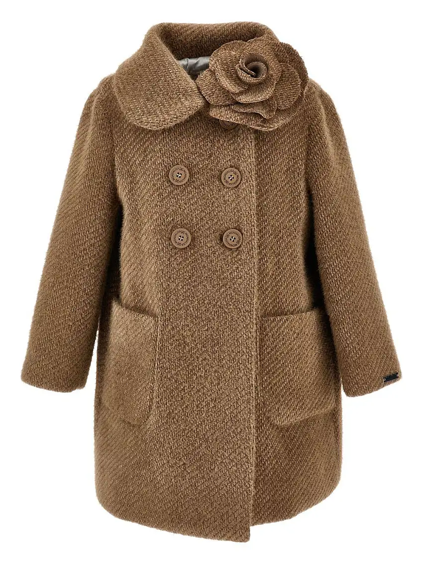 Cappotto Marrone con Dettaglio Rosa