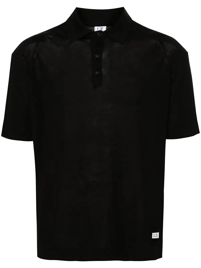 Polo nera in maglia fine