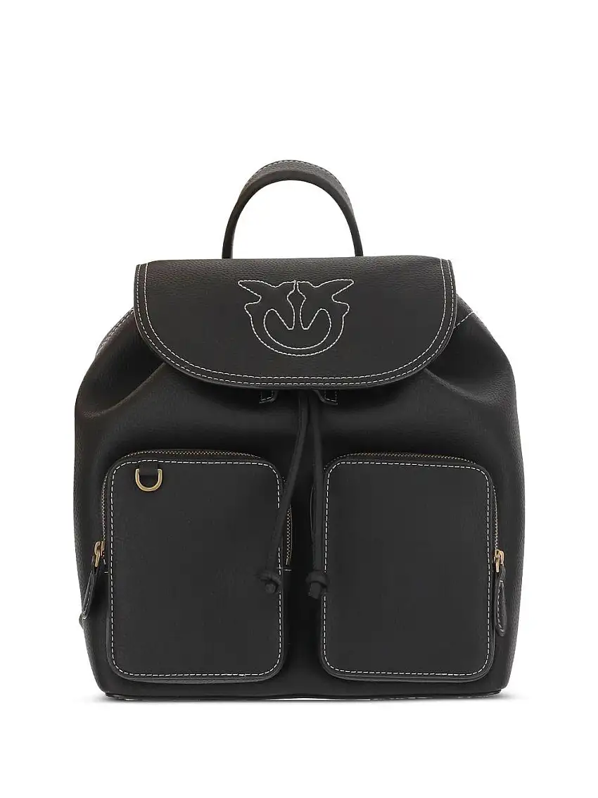 Zaino multitasche in pelle bottalata nero