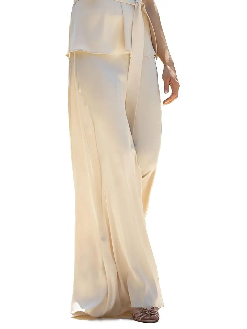 Pantalone avorio ampio raso